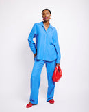 Straight Leg Linen Pants in Marine