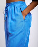 Straight Leg Linen Pants in Marine