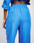 Straight Leg Linen Pants in Marine