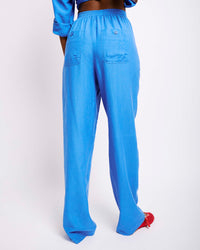 Straight Leg Linen Pants in Marine