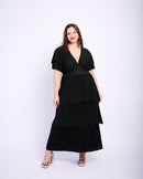 Ra Ra Tiered Dress in Black