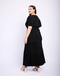 Ra Ra Tiered Dress in Black