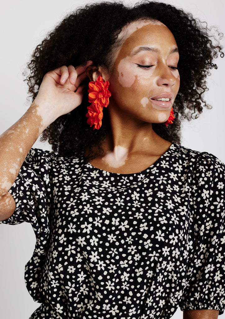 Me&B. Women's Clothing. Accessories. Earrings. Fabric Flower Earrings. Local South African Brand. 