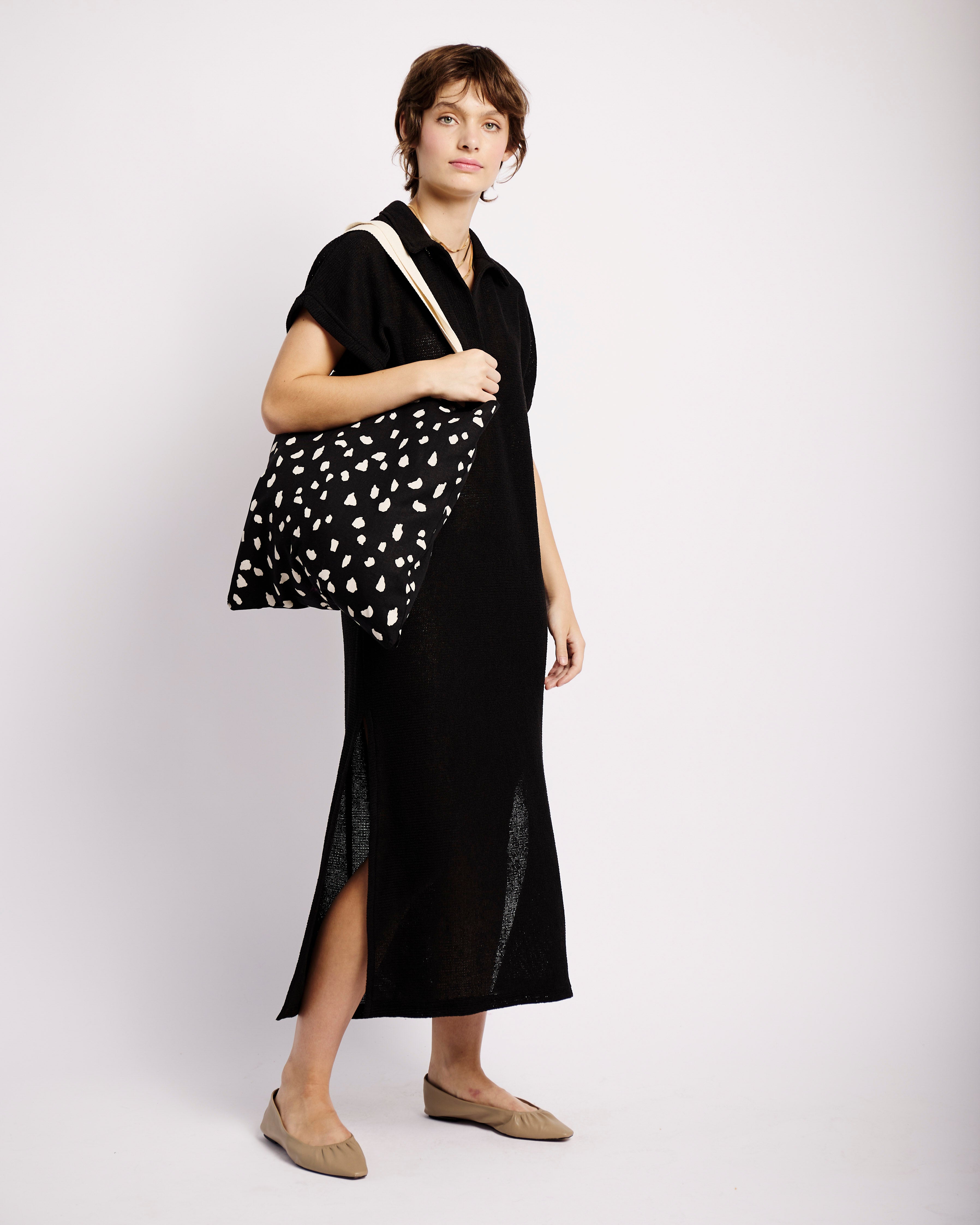 Collared Maxi Knit Dress in Black - Me&B