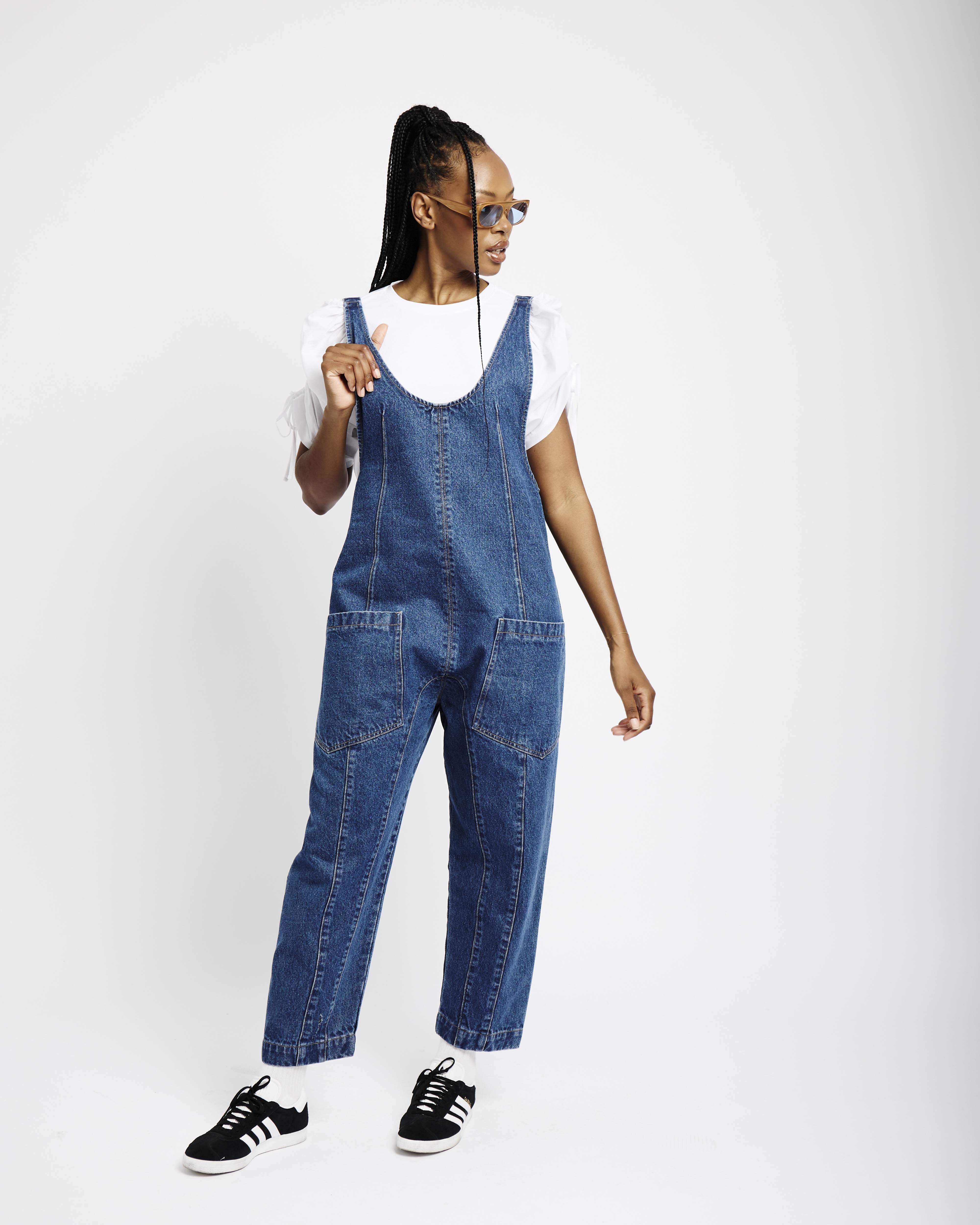 Relaxed Dungaree in Blue Denim - Me&B