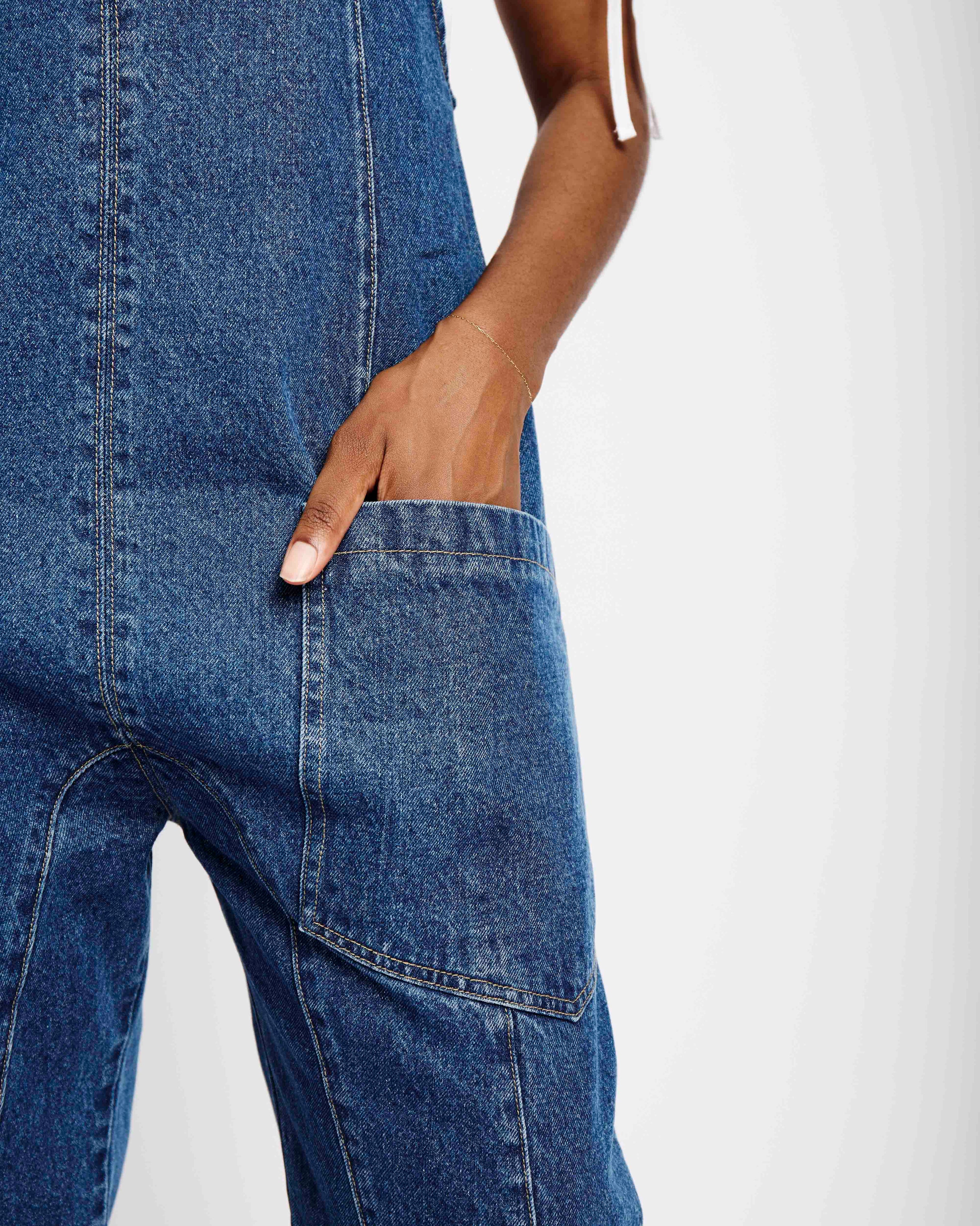 Relaxed Dungaree in Blue Denim