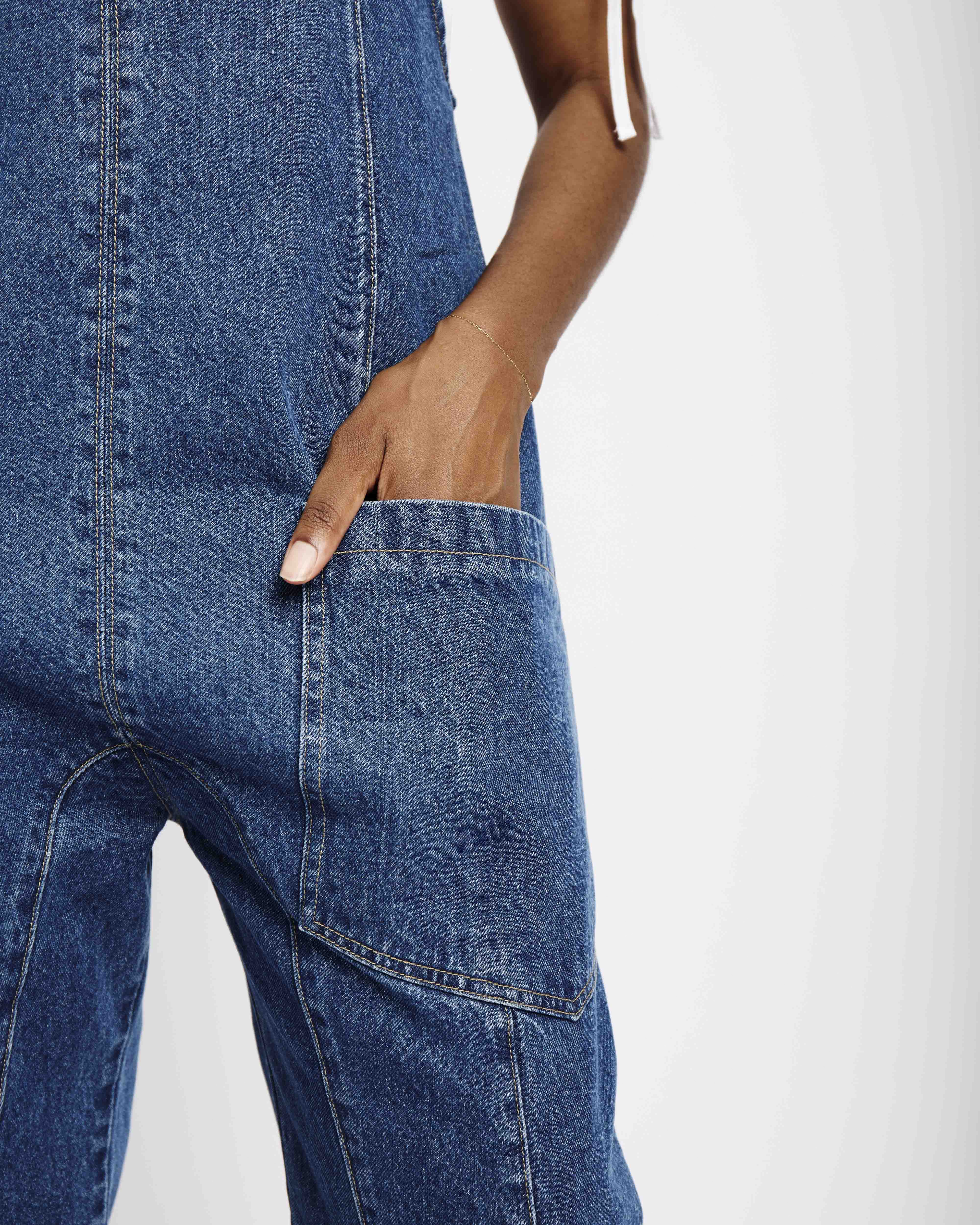 Relaxed Dungaree in Blue Denim - Me&B