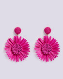 Raffia Flower Earring in Pink