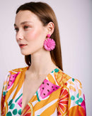 Raffia Flower Earring in Pink