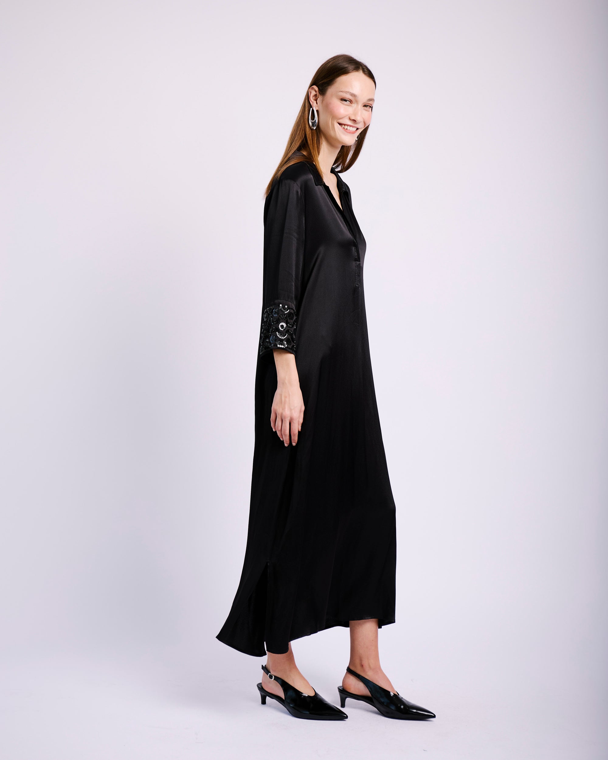 Satin Tunic Dress with Sequin cuffs