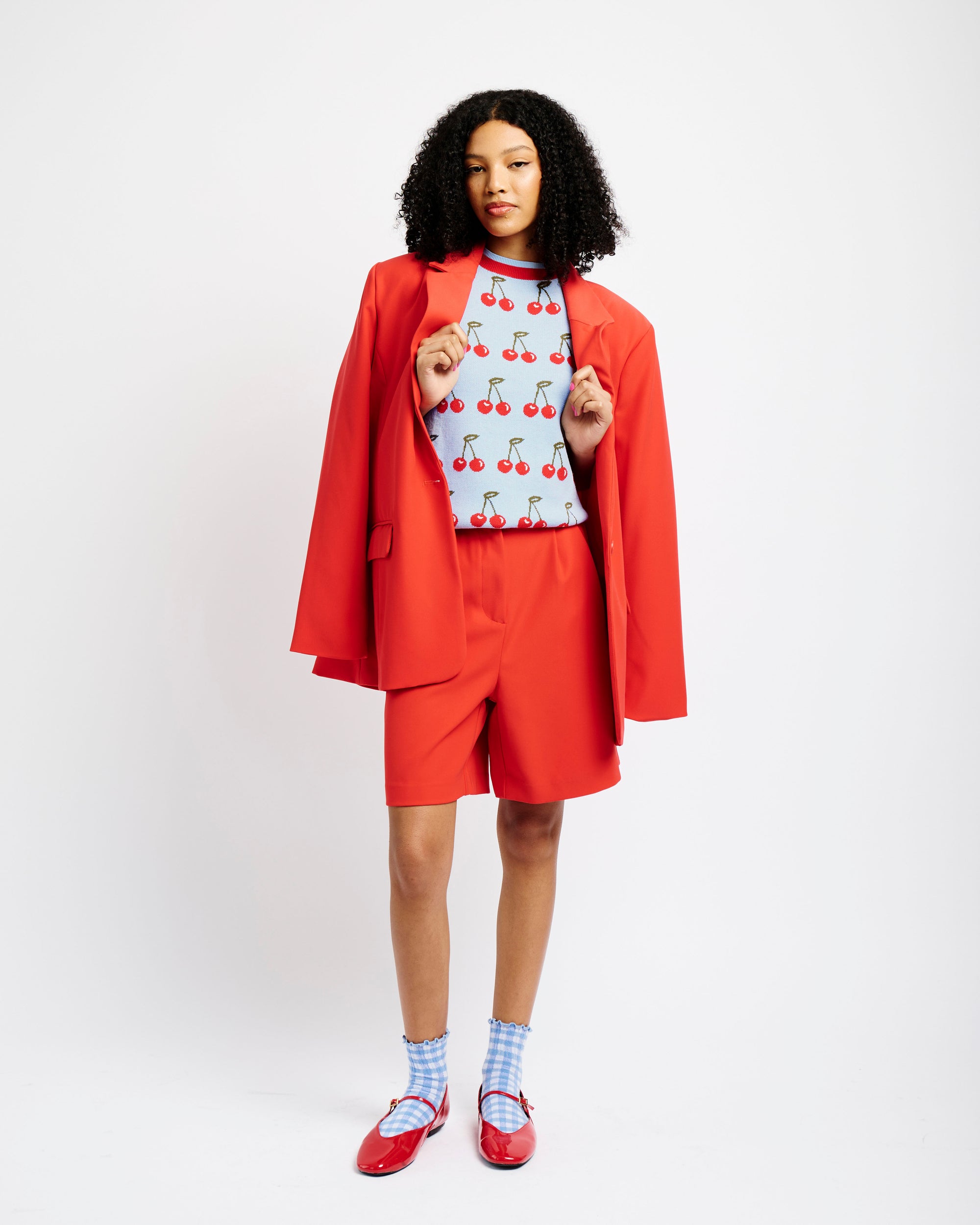 Tailored Pleat Front Short in Red
