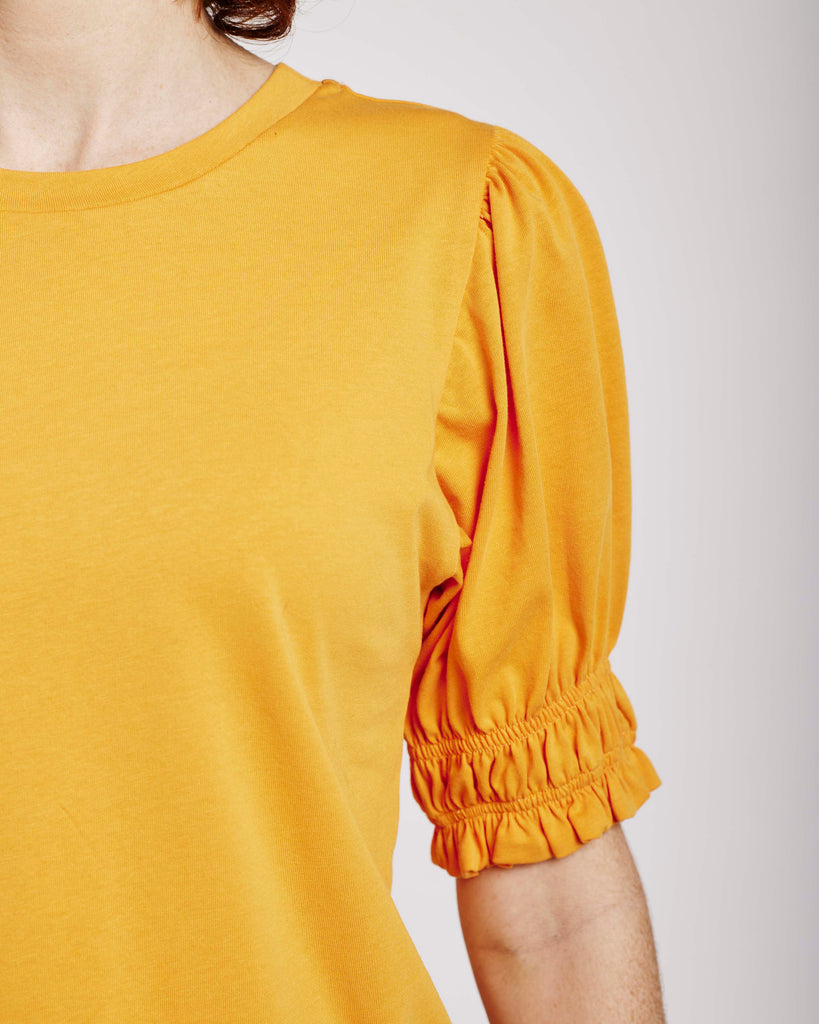 Me&B. Women's Clothing. Shirt. Mango Puff sleeve shirt. Yellow shirt with puff sleeve. Locally made in South Africa.