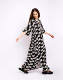 The Tunic Bib Front Dress in Sun Stripe