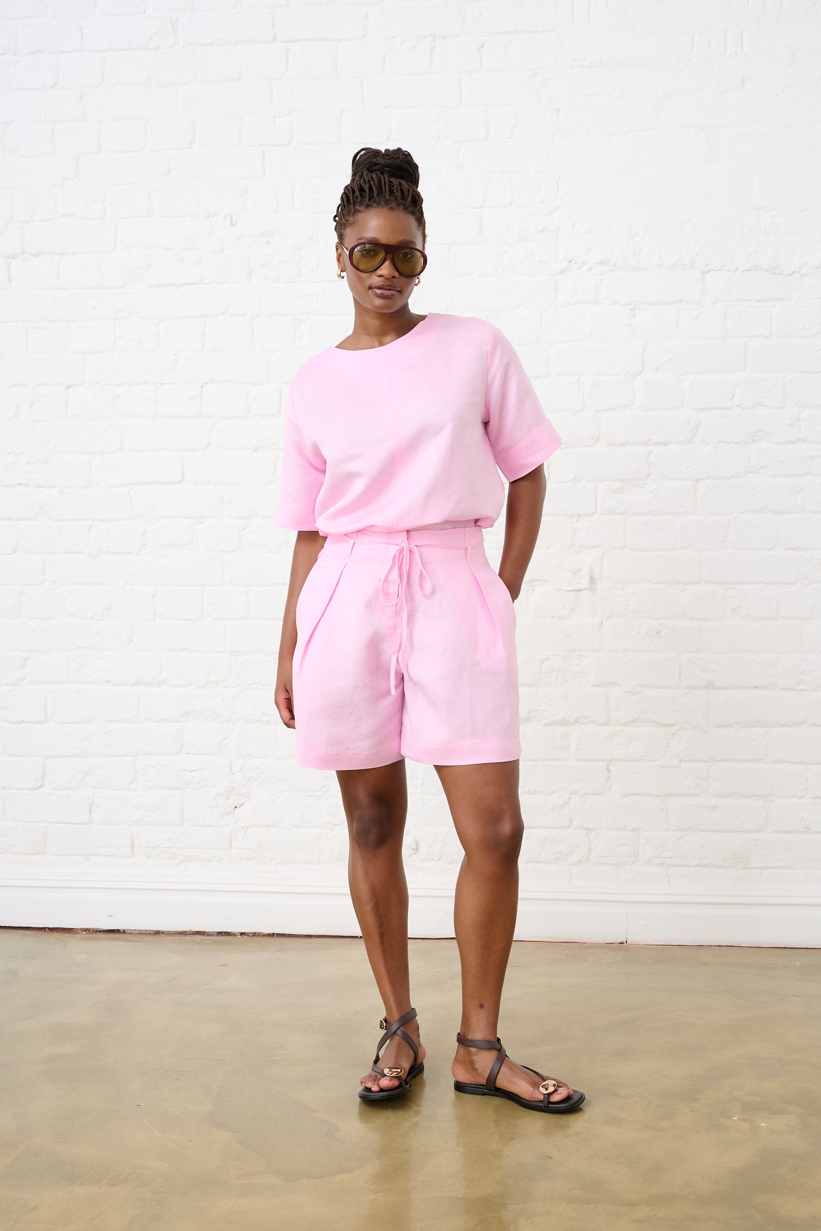 Linen T-Shirt in Pink