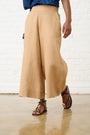 Linen Wide Leg Crop in Mocha