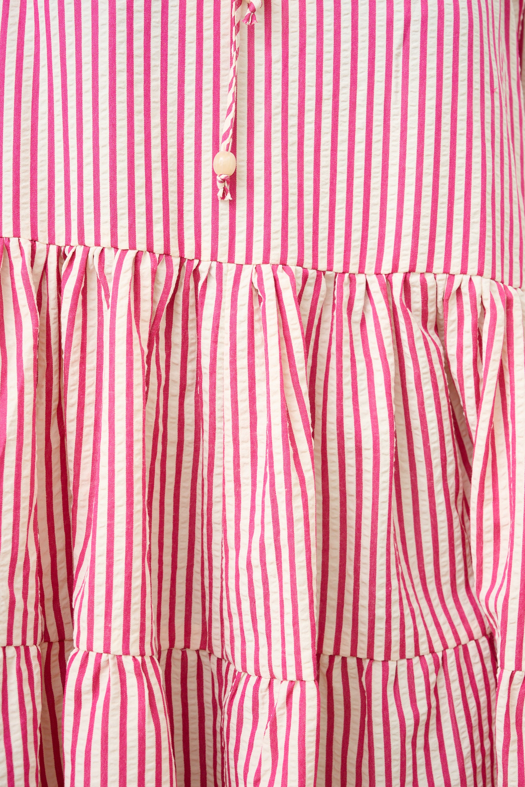 Magenta Stripe Tiered Swing Dress