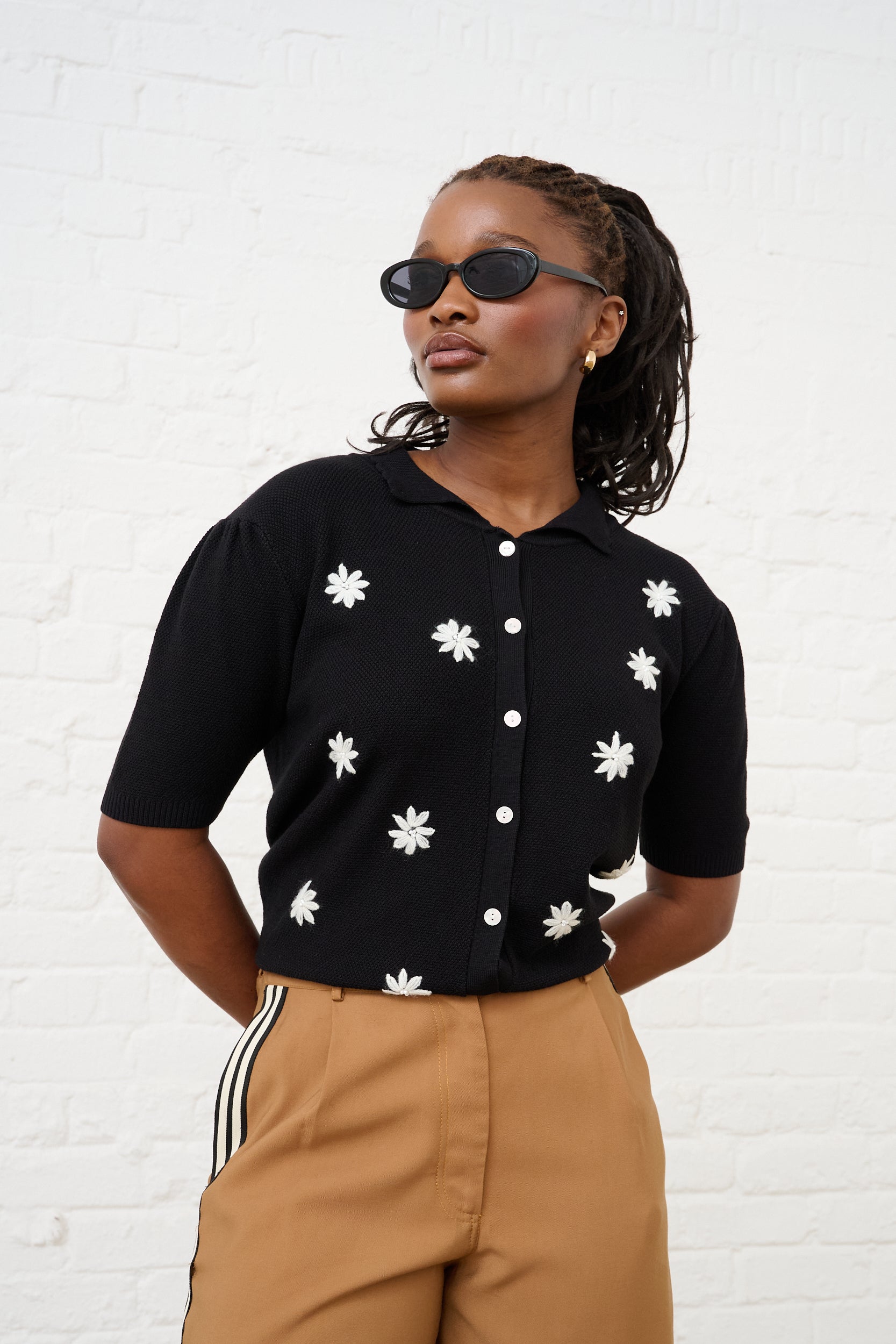 Wide Leg Pants with Tape in Camel