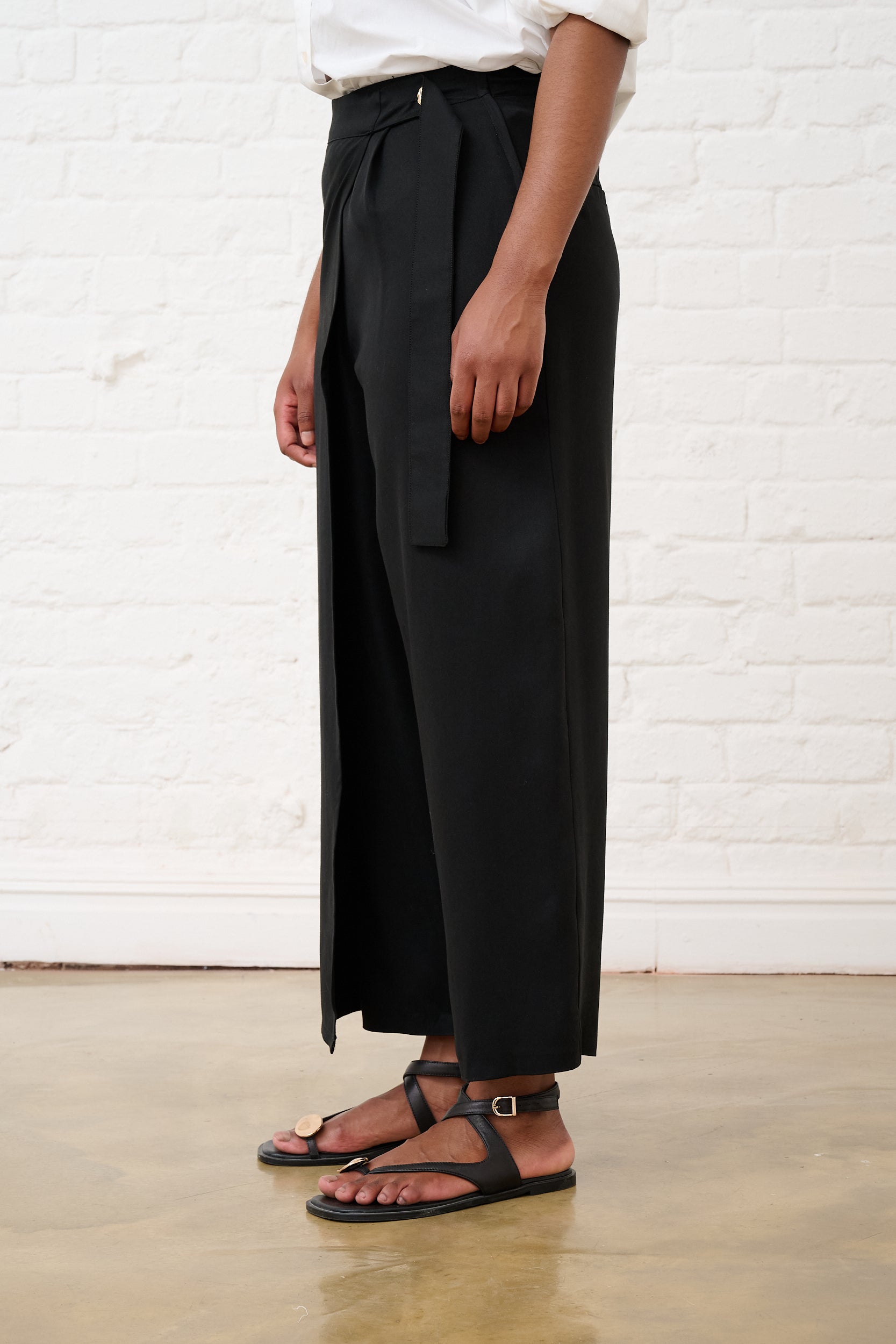 Wrap Front Trouser in Black