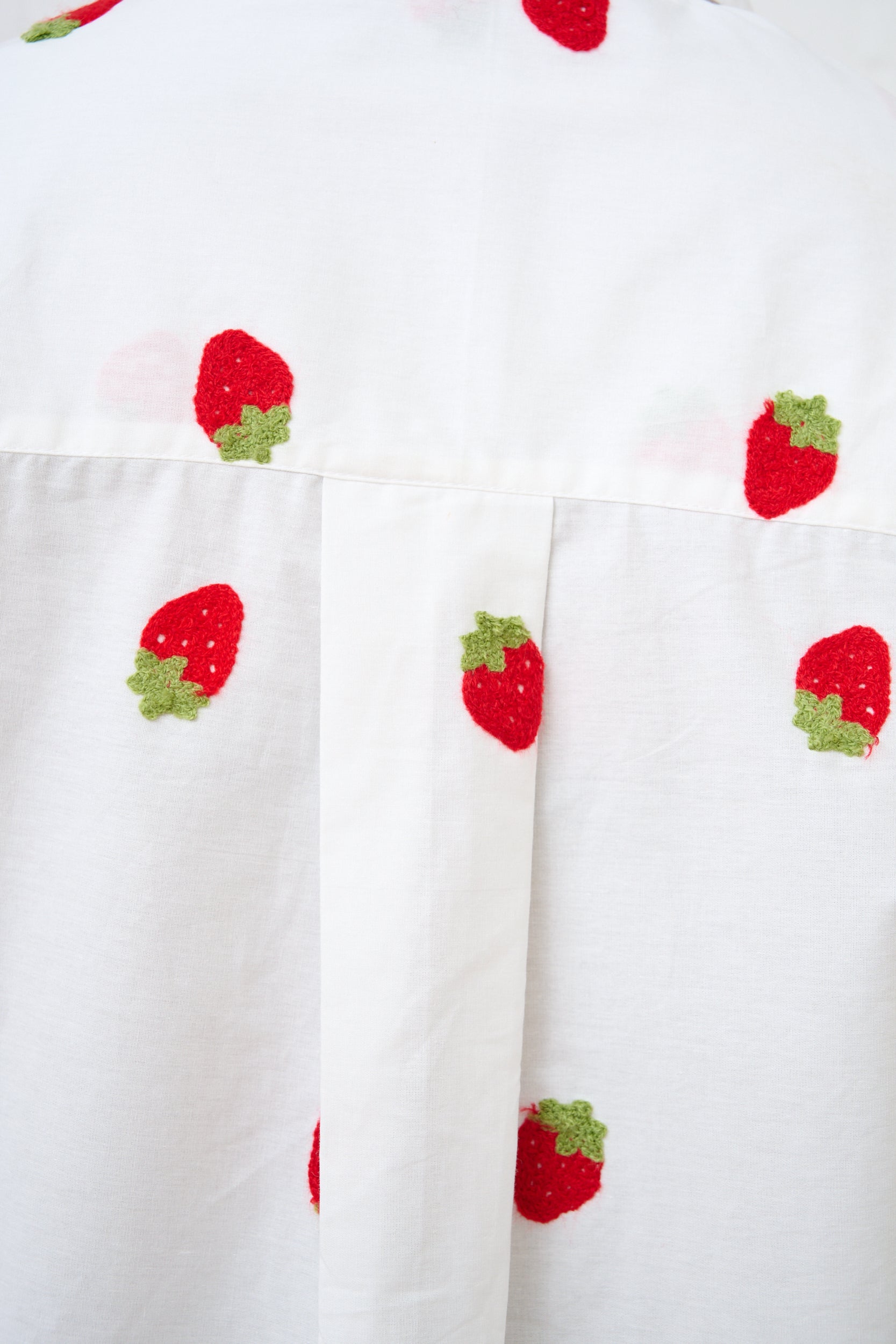 Embroidered Cotton Shirt in Strawberry