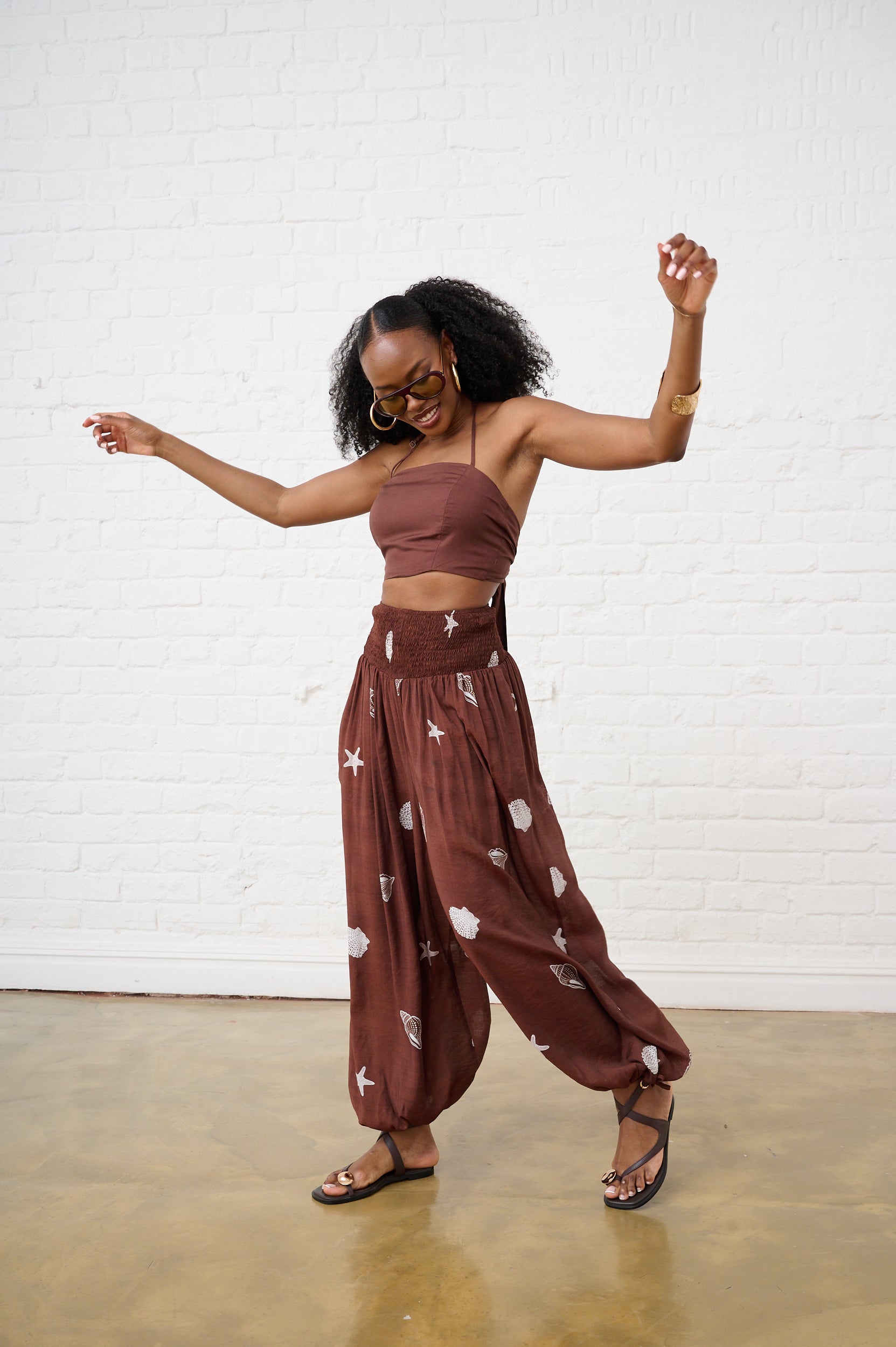 Balloon Drawstring Pants in Choc Shell