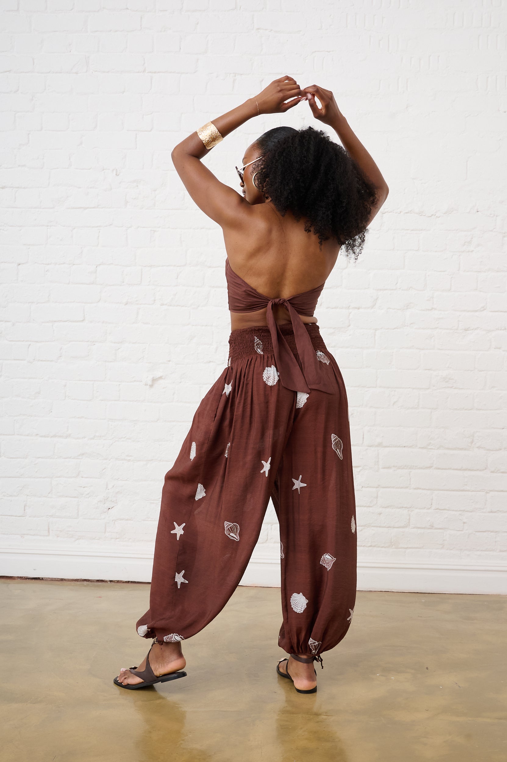 Balloon Drawstring Pants in Choc Shell