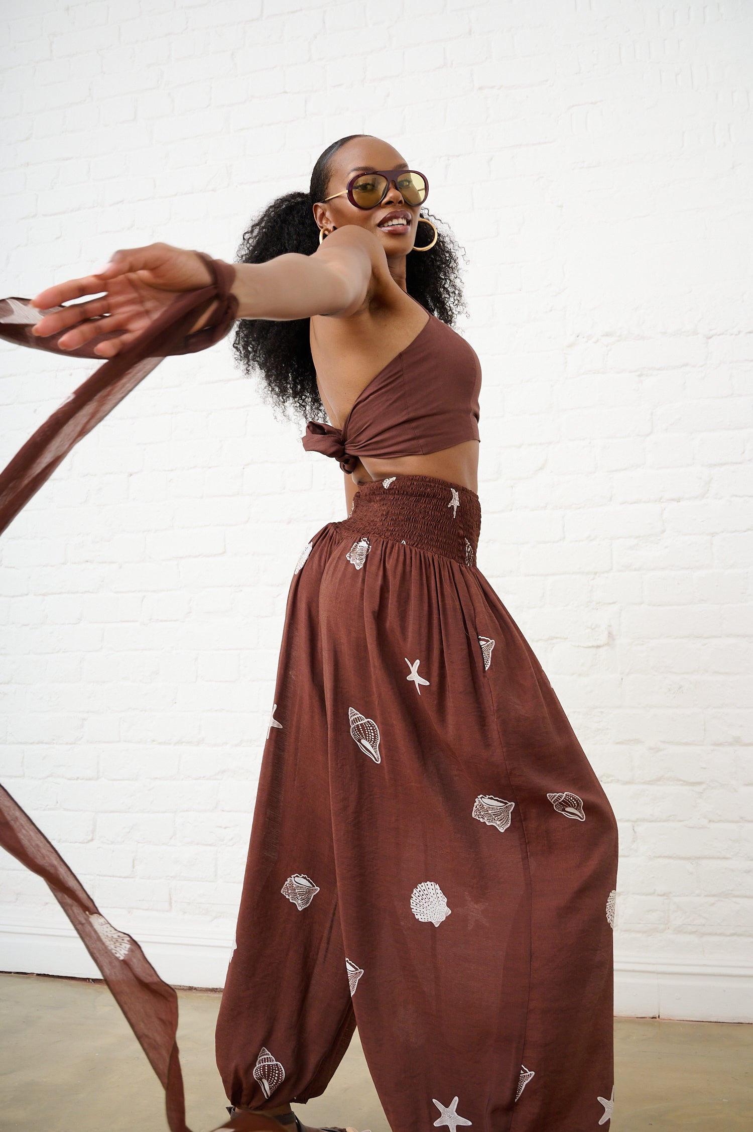 Balloon Drawstring Pants in Choc Shell