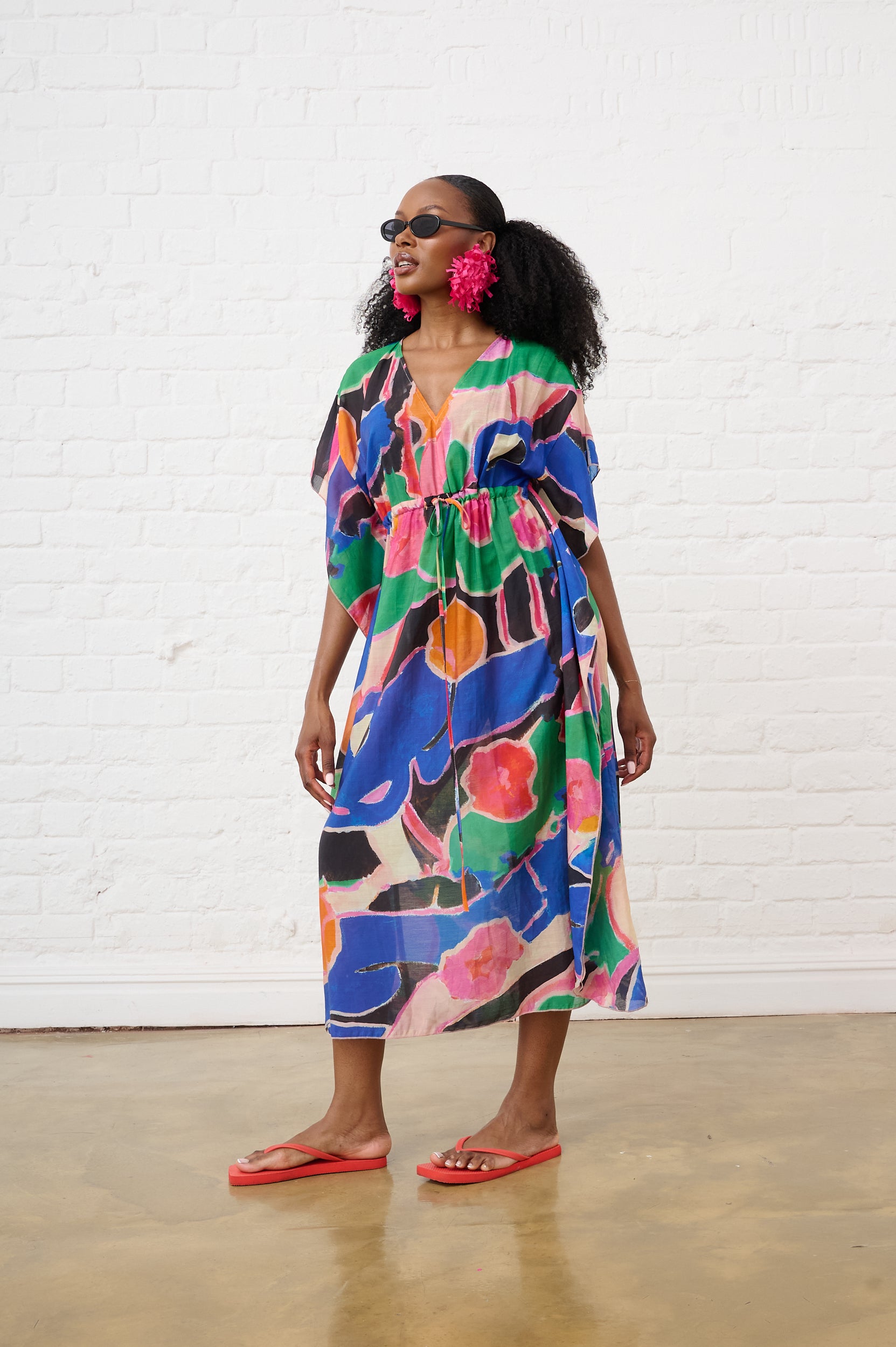Mural Maxi Kaftan Dress