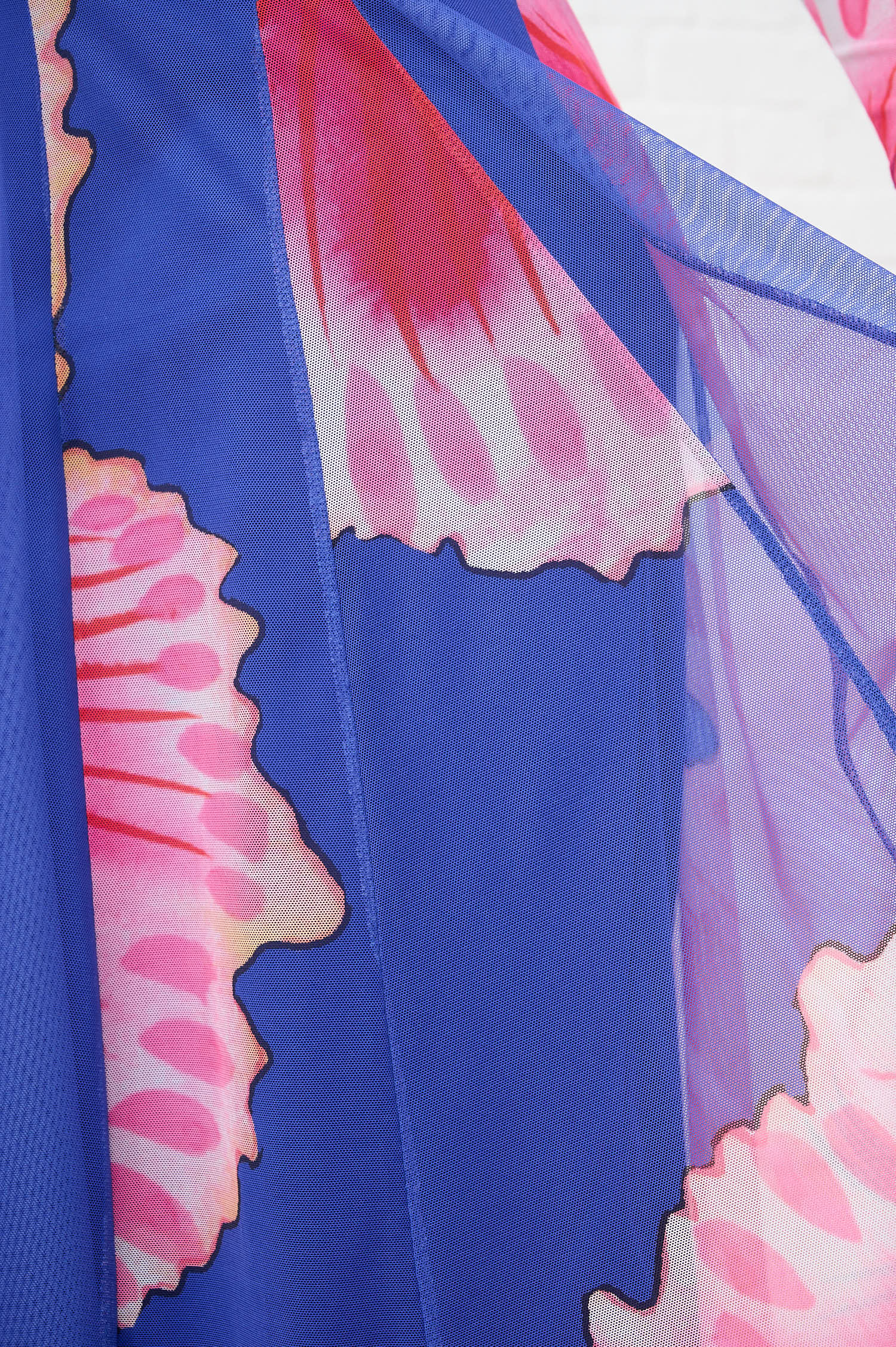 Watercolour Bloom Mesh Godet Dress