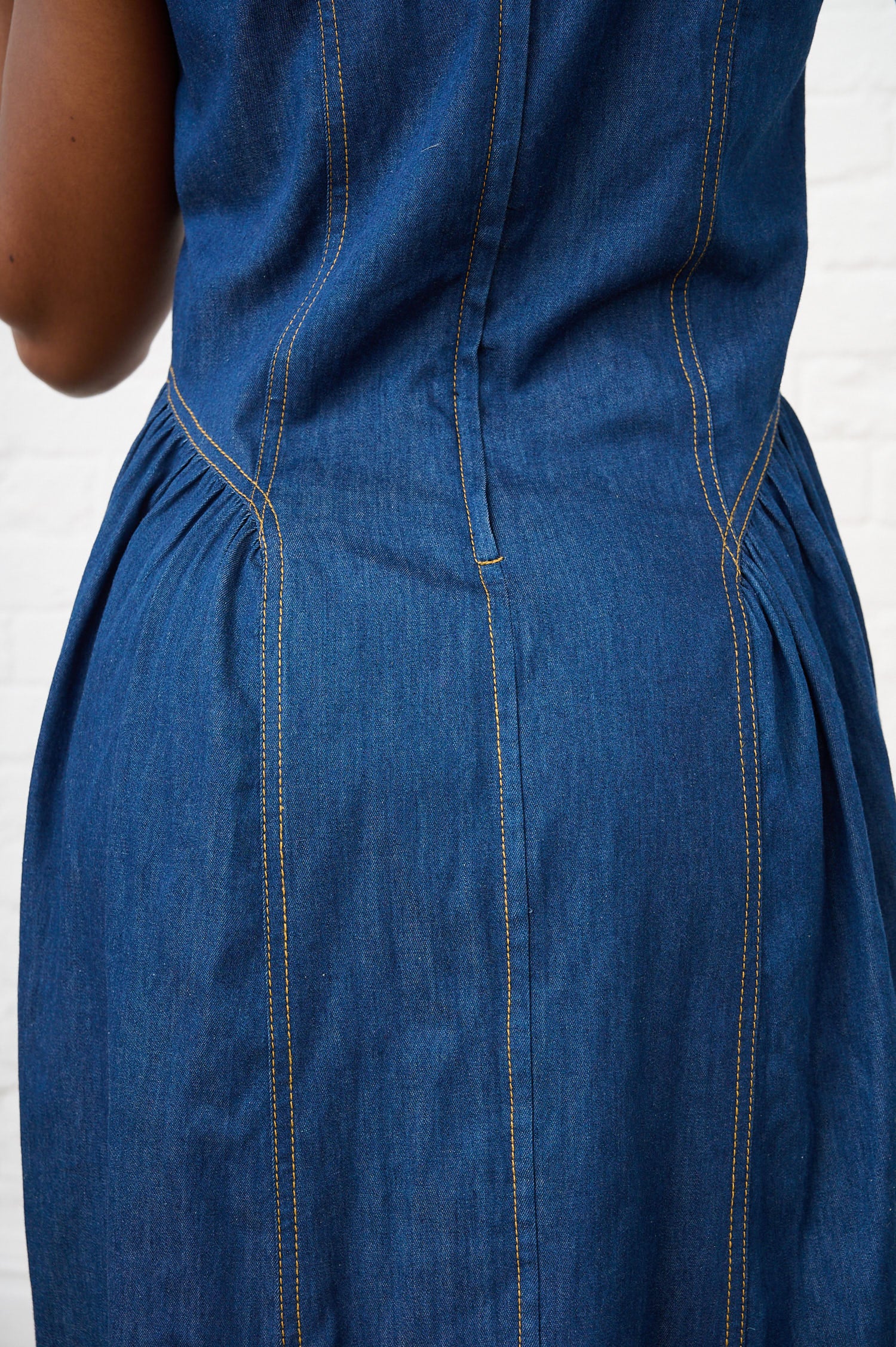 Denim Sundress with Shaped Hips