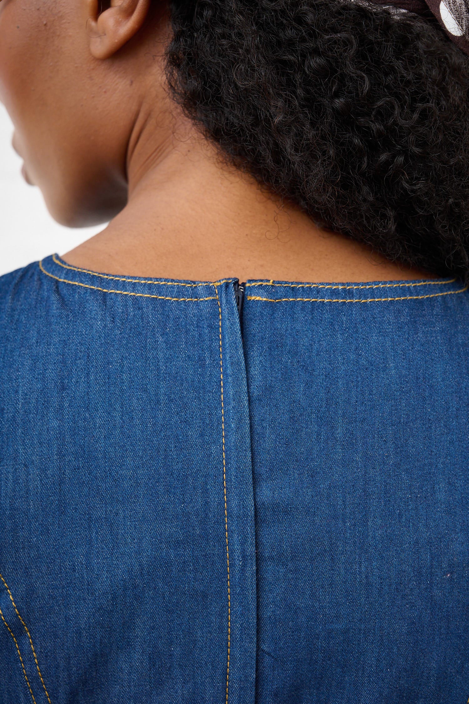 Denim Sundress with Shaped Hips