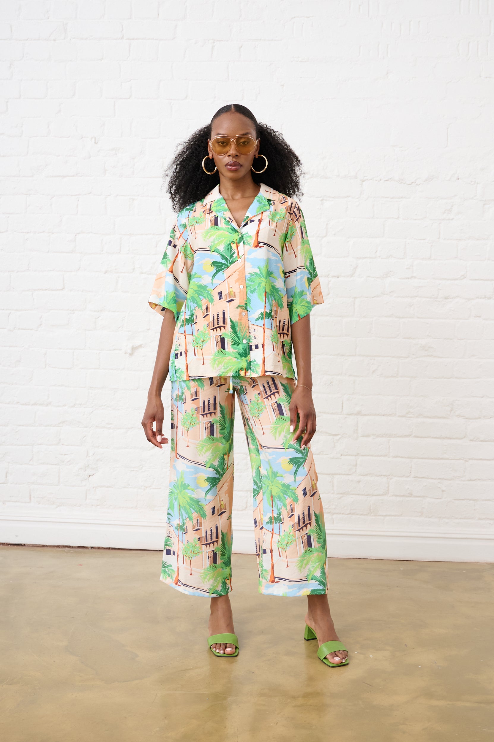 Revere Collar Shirt in Holiday Print