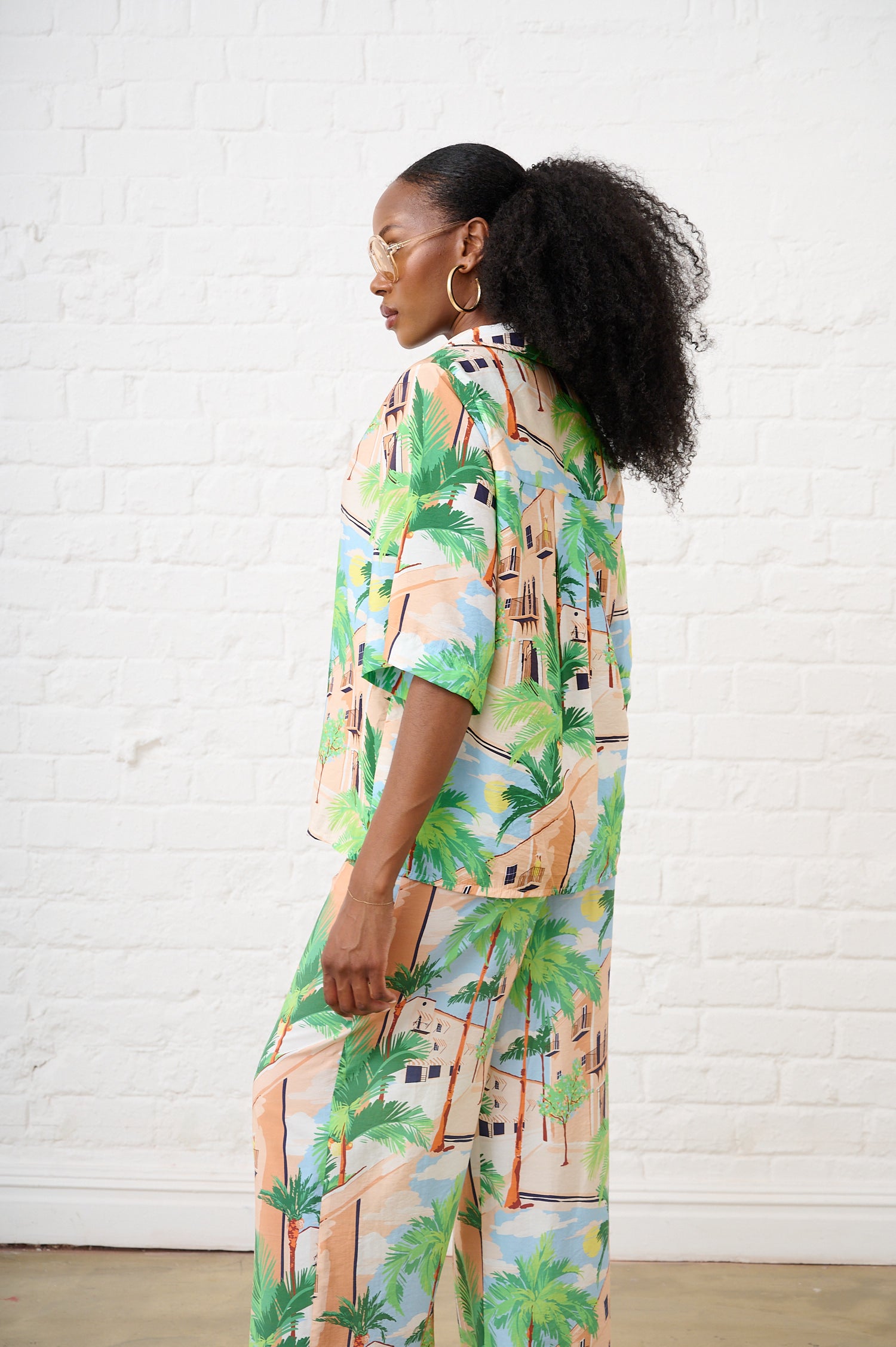 Revere Collar Shirt in Holiday Print