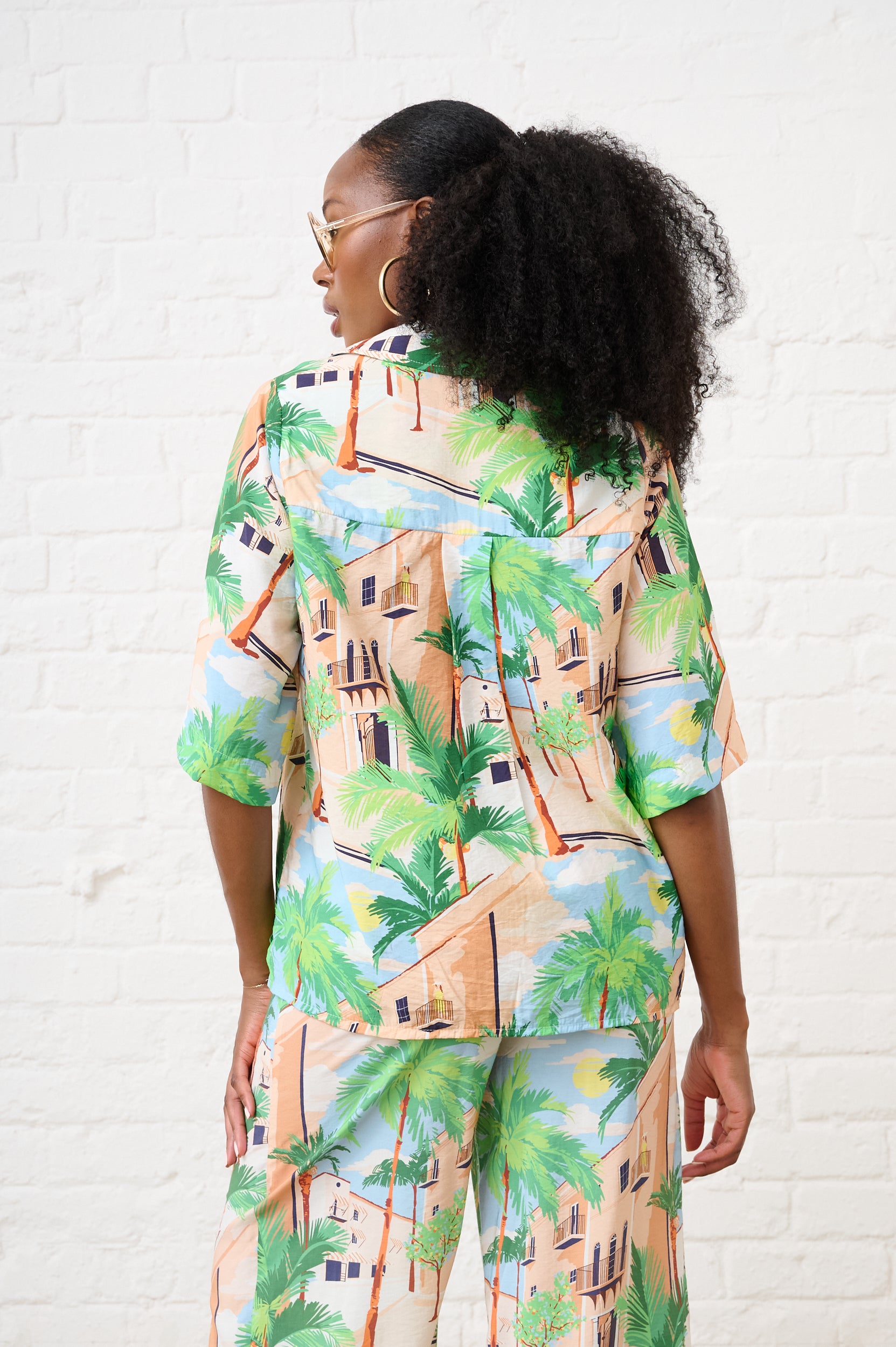 Revere Collar Shirt in Holiday Print