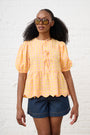 Gingham Top in Sunny Peach