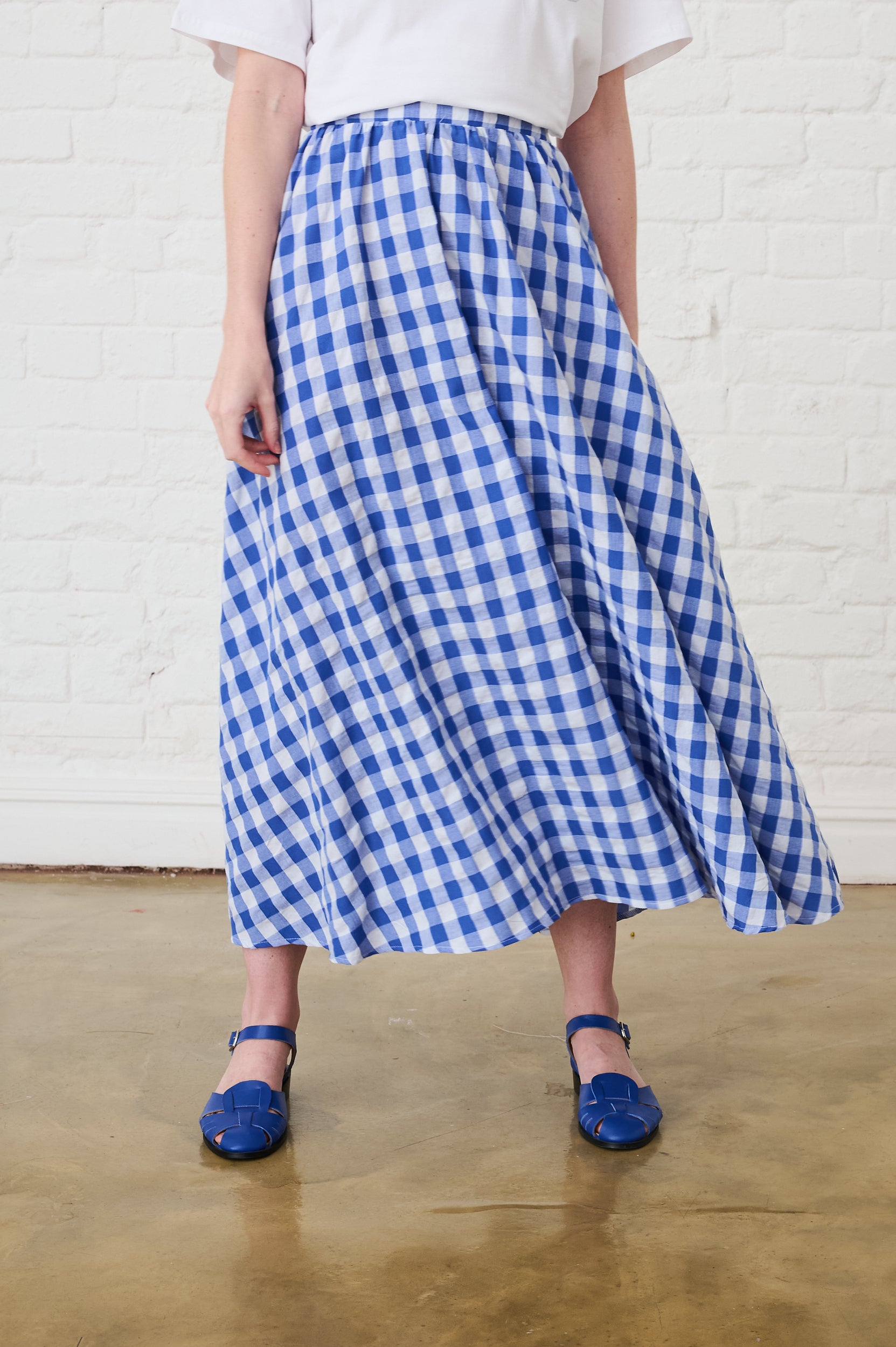 Maxi Skirt in Blue Gingham