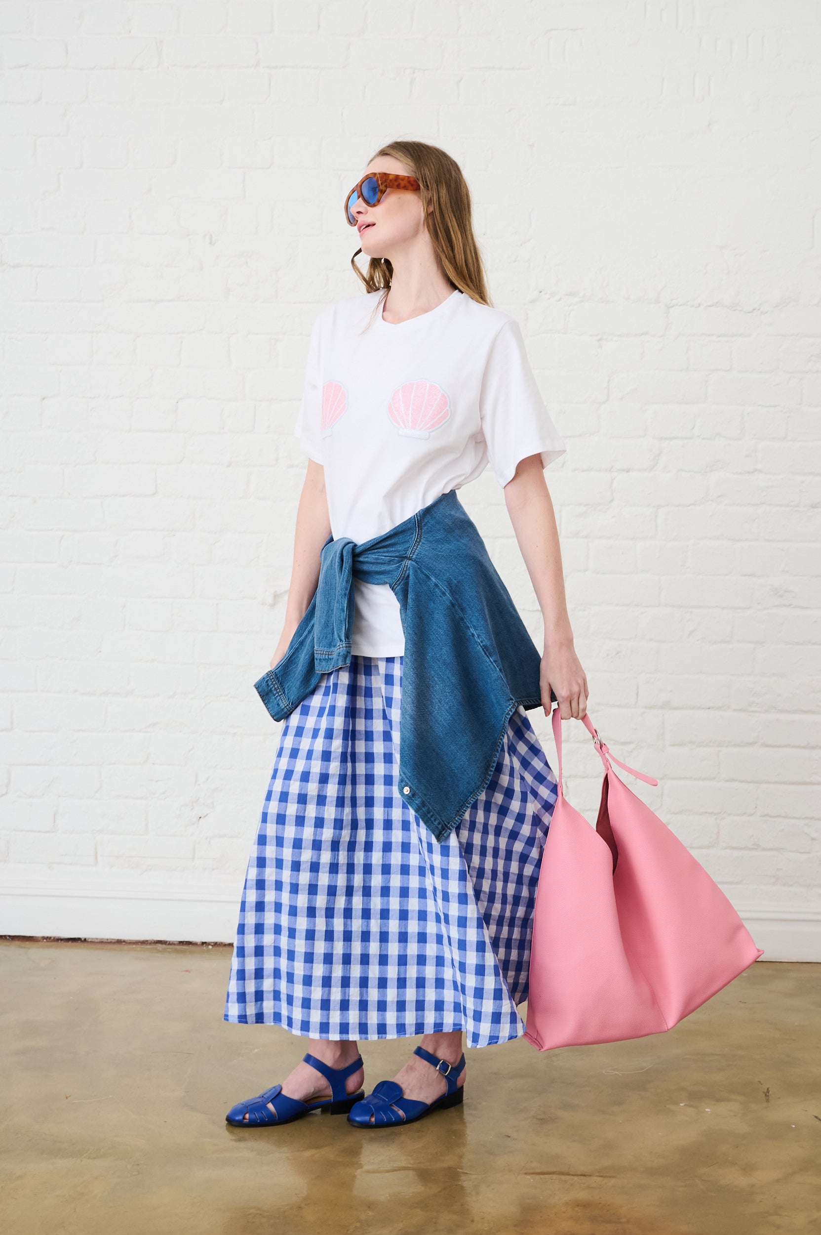 Maxi Skirt in Blue Gingham