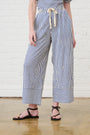 Elasticated Pull on Pants in Blue/Milk Stripe
