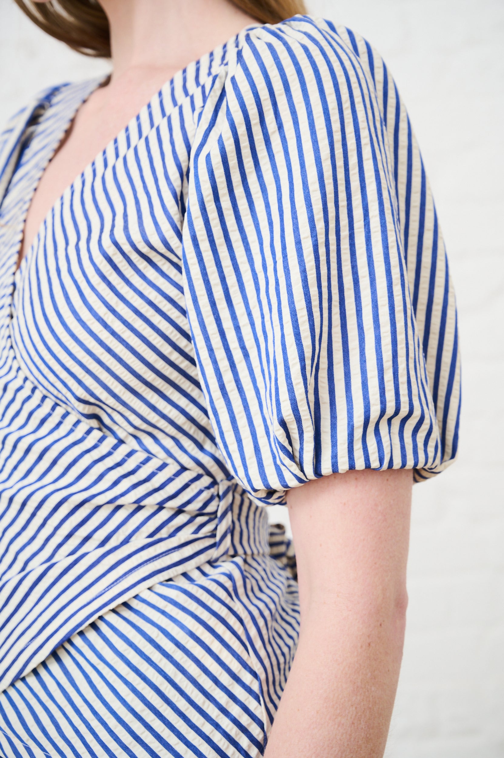 Wrap Top in Blue Stripe