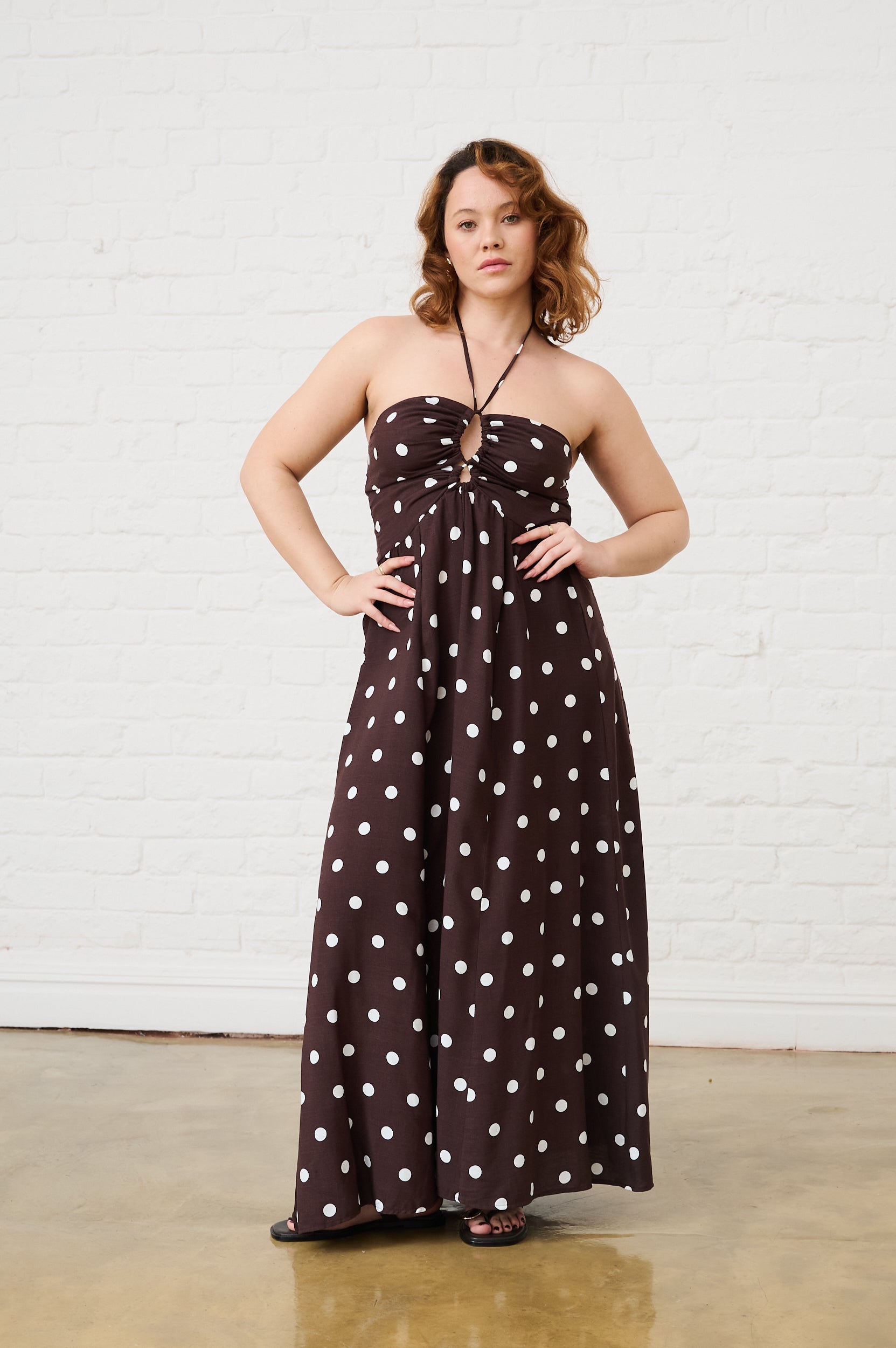 Eva Dress in Choc Spot