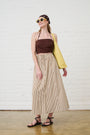 Elasticated Skirt in Choc Milk Stripe