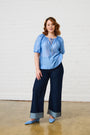 Puff Sleeve Blouse in Cornflower Blue