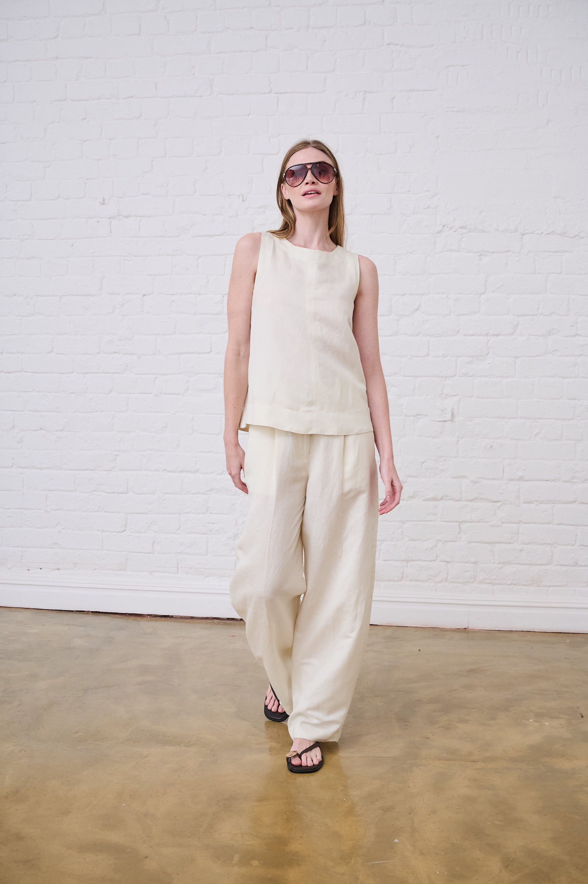 Sleeveless Shell Top in Butter