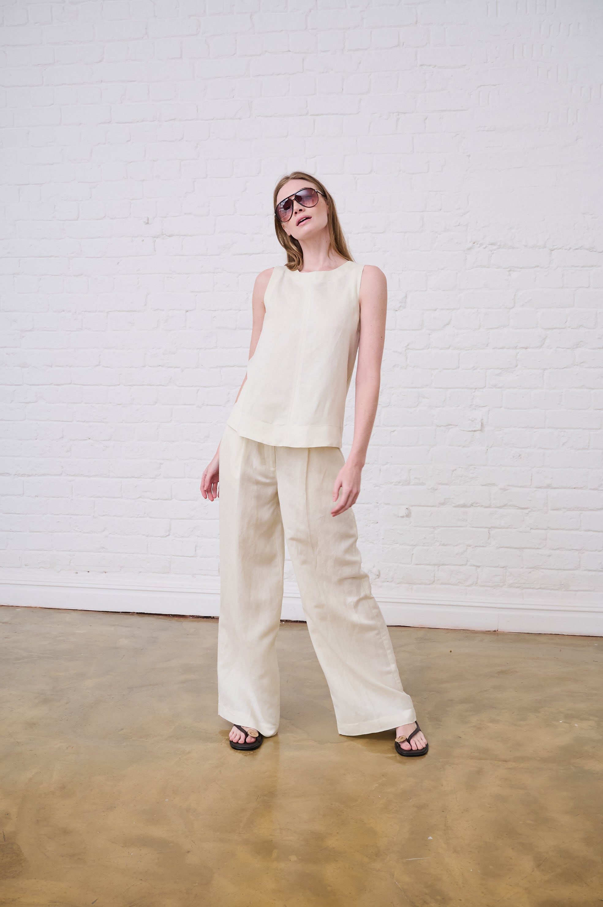 Sleeveless Shell Top in Butter