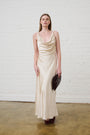 Cowl Neck Satin Dress in Champagne