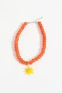 Glass Bead Necklace with Sun Charm