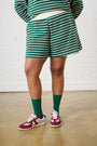Striped Knit Shorts in Green/Milk
