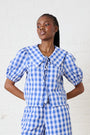 Big Collar Blouse in Blue Gingham