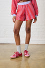Striped Knit Shorts in Red/Lilac