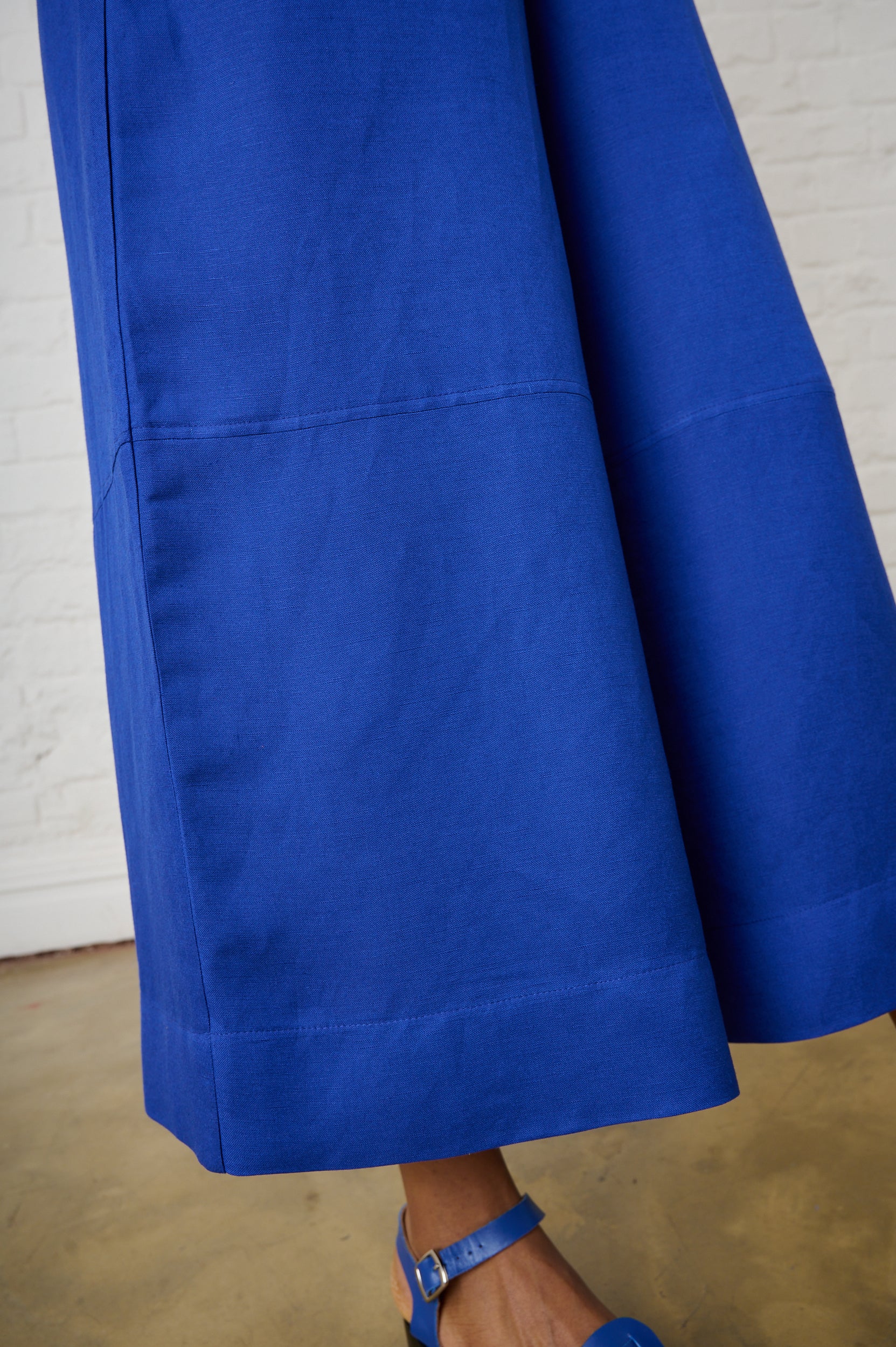 Linen Wide Leg Crop in Cobalt