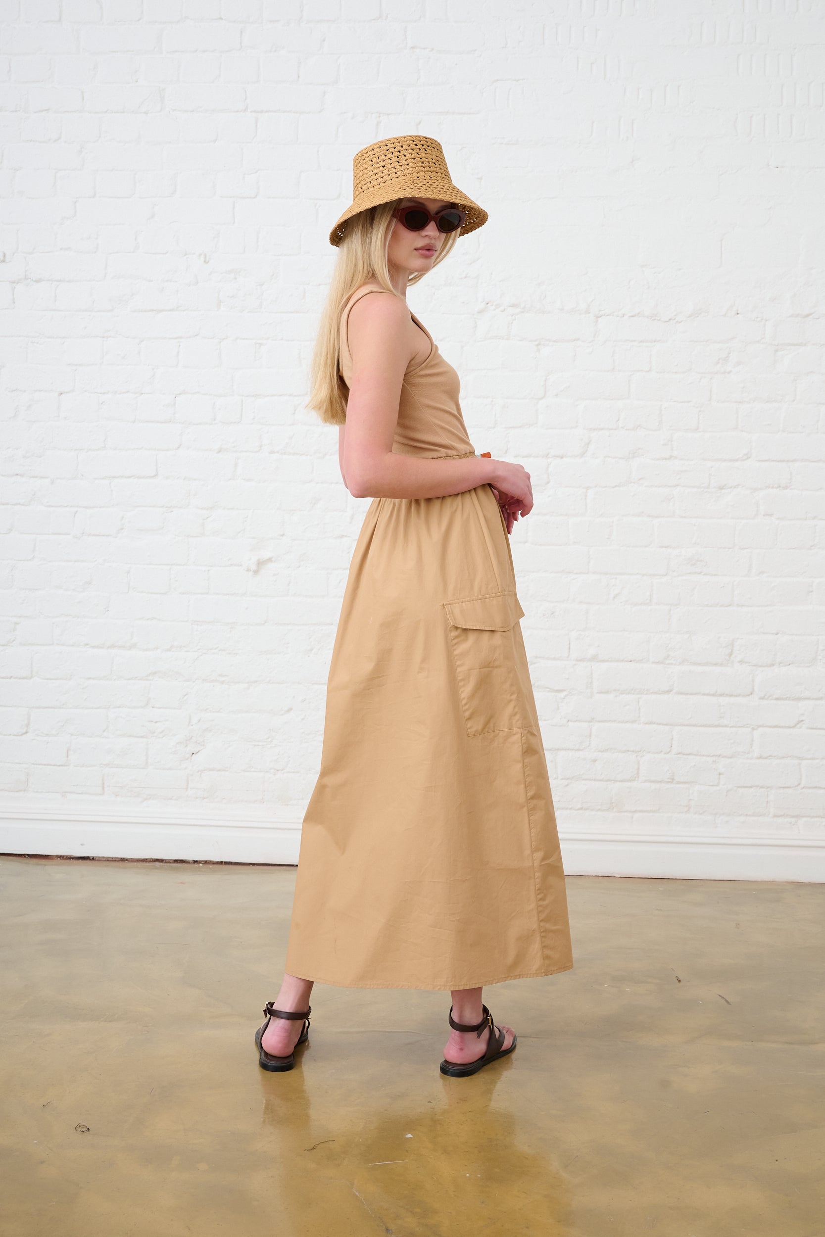 The Utility Combo Vest Dress in Mocha